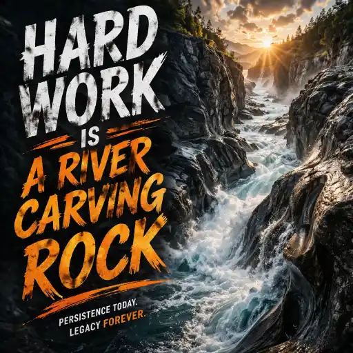 Hard Work Is a River Carving Rock