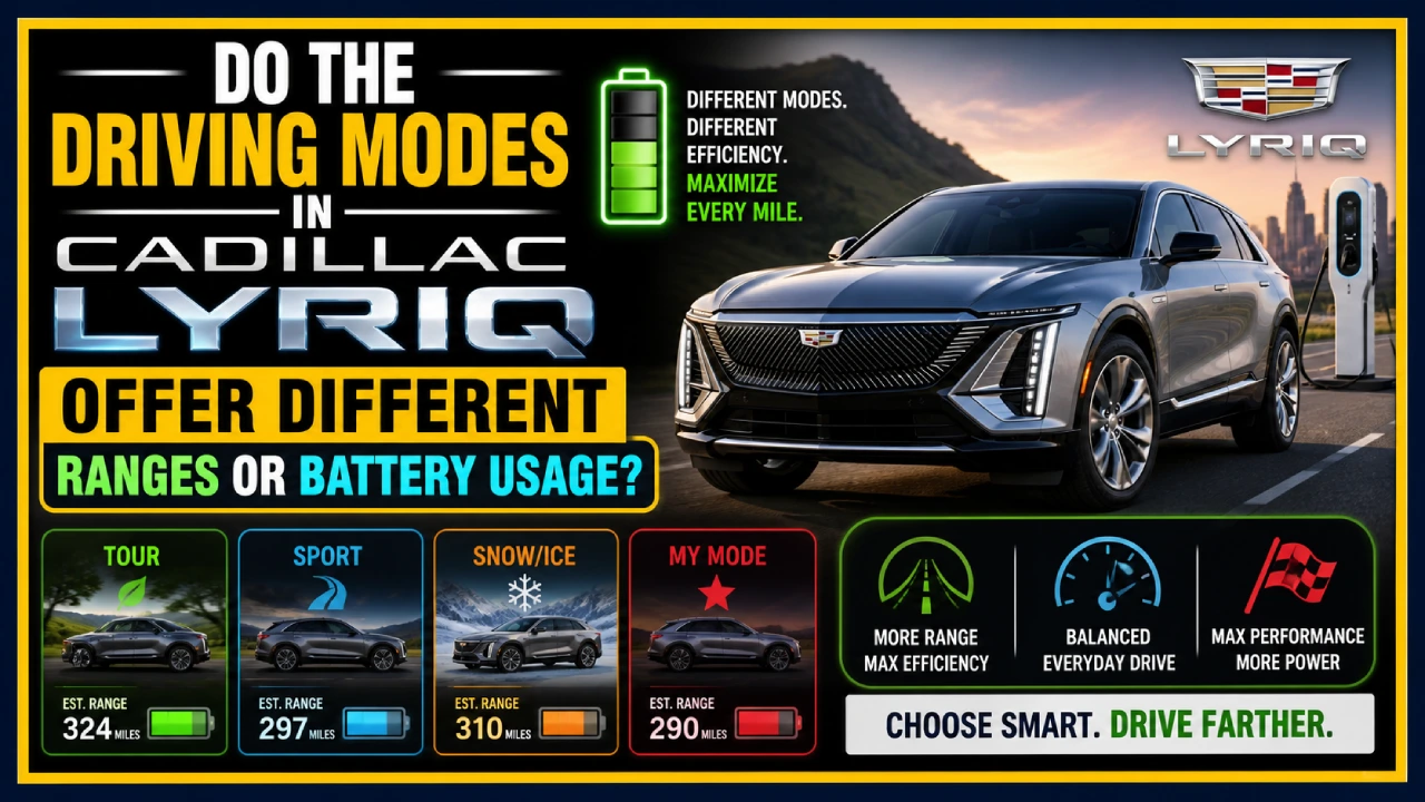 Do the Driving Modes in Cadillac Lyriq Offer Different Ranges or Battery Usage?